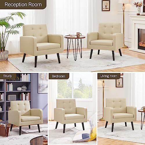 Yaheetech Mid Century Accent Chair Living Room Chair Retro Beige