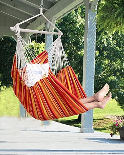 ADVOKAIR Hammock Chair Hanging Chair Rope Swing XXL - Max 500lbs, 70in Large Hammock Swing Chair -Portable Steel Spreader Bar with Anti-Slip Rings-Roomy & Strong