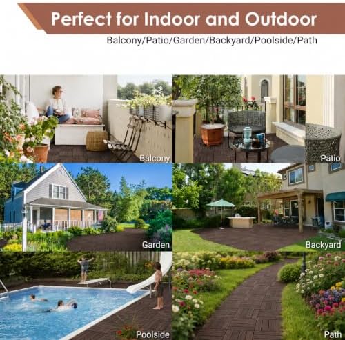 PrimeZone 54 PCS Solid Acacia Wood Interlocking Patio Deck Tiles Outdoor