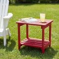Shine Company Providence Rectangular Solid Wood Side Table, Outdoor Adirondack Patio Table, Chili Red