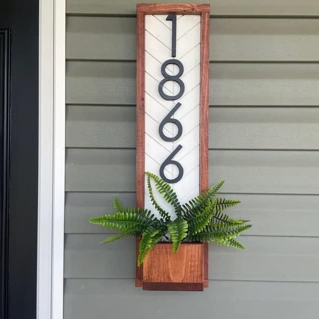 Fairview Customizable Vertical Address Sign Planter for your House, Vertical House Numbers Plaque for Outside Home, House Numbers Address Plaque, Modern House Number Sign, Waterproof Address Numbers