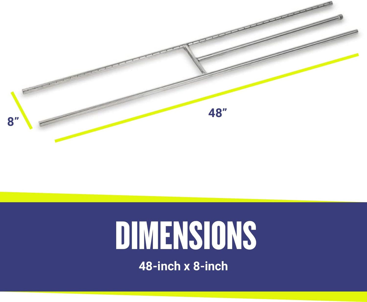 48" X 8" Stainless Steel H-Style Burner
