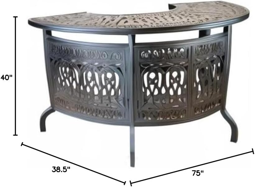 Dijkoo theWorldofpatio Elizabeth Cast Aluminum Powder Coated Party Bar Table - Antique Bronze