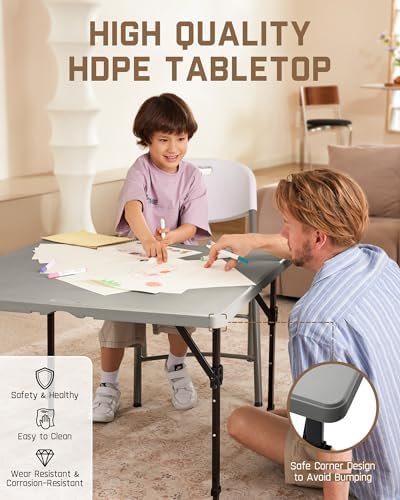 FanttikOutdoor Folding Card Table 34" Square, 2 Heights, Picnic Party Game