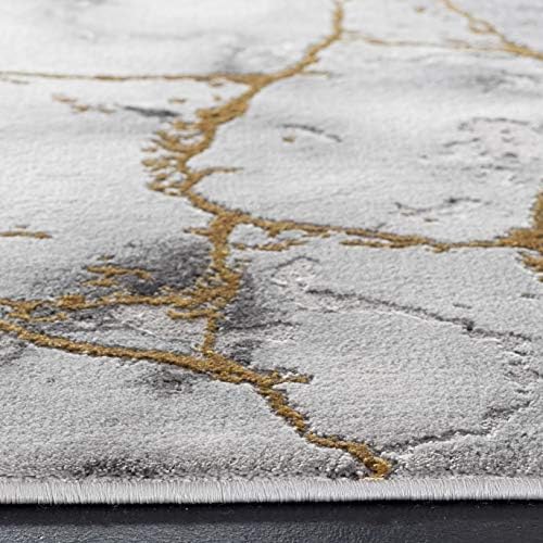 SAFAVIEH Craft Collection X-Large Area Rug - 12' x 15', Grey & Gold, Modern Abstract Design, Non-Shedding & Easy Care, Ideal for High Traffic Areas in Living Room, Bedroom (CFT877F)