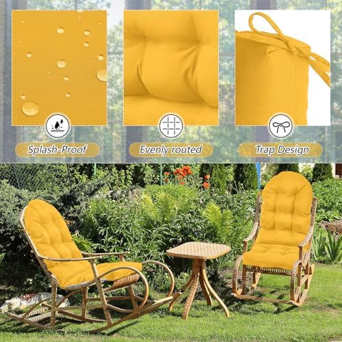 Geelin 4 Pcs Thick Cushions for Adirondack Chairs Outdoor Cushions, Amber