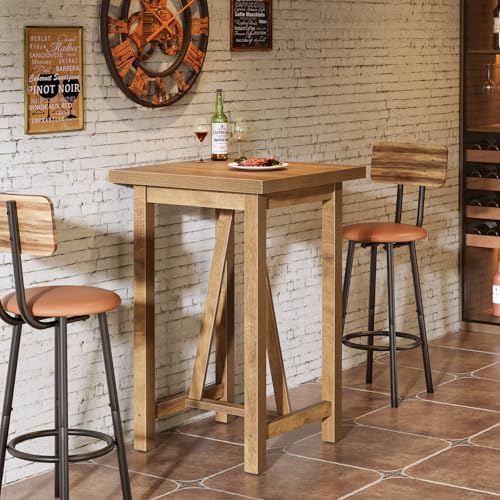 Tribesigns Square Bar Table, 39.4" Tall Counter Height Pub Table for Cocktail Coffee Bistro, Farmhouse High Top Desk for Living Room, Dining Room, Kitchen, Small Space