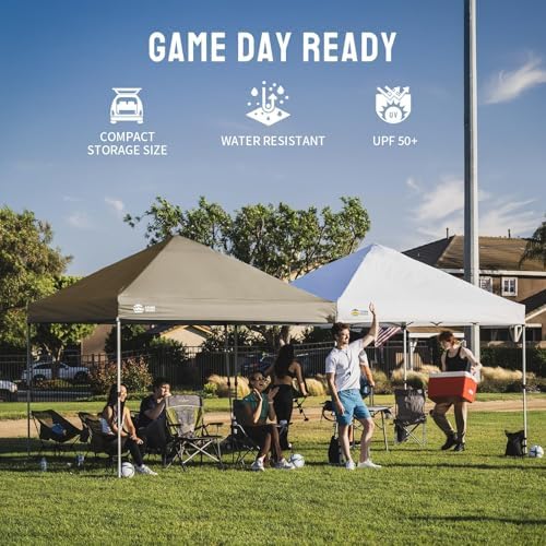 CROWN SHADES 8x8 Pop Up Canopy Tent with One Push Setup, Beige