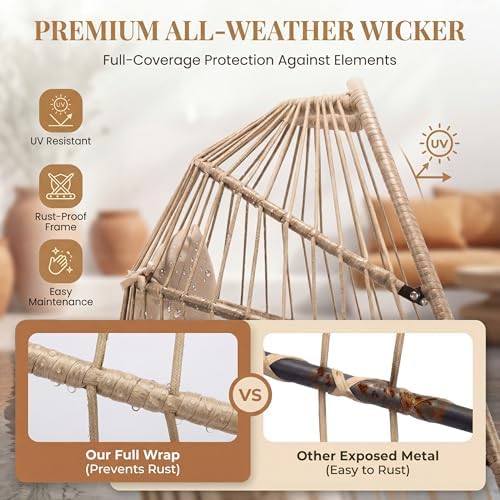 RADIATA Egg Chair Outdoor with Stand, PE Wicker Hanging Swing Egg Chair