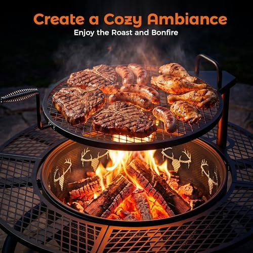 Outdoor Fire Pits for Outside Wood Burning Fire Pit Extra Large with Grill
