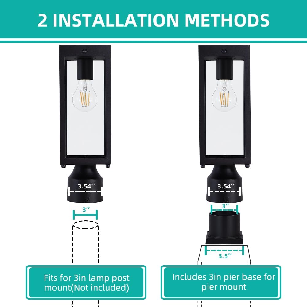 Dusk to Dawn Solar Lamp Post Light,14.5in, Matte Black