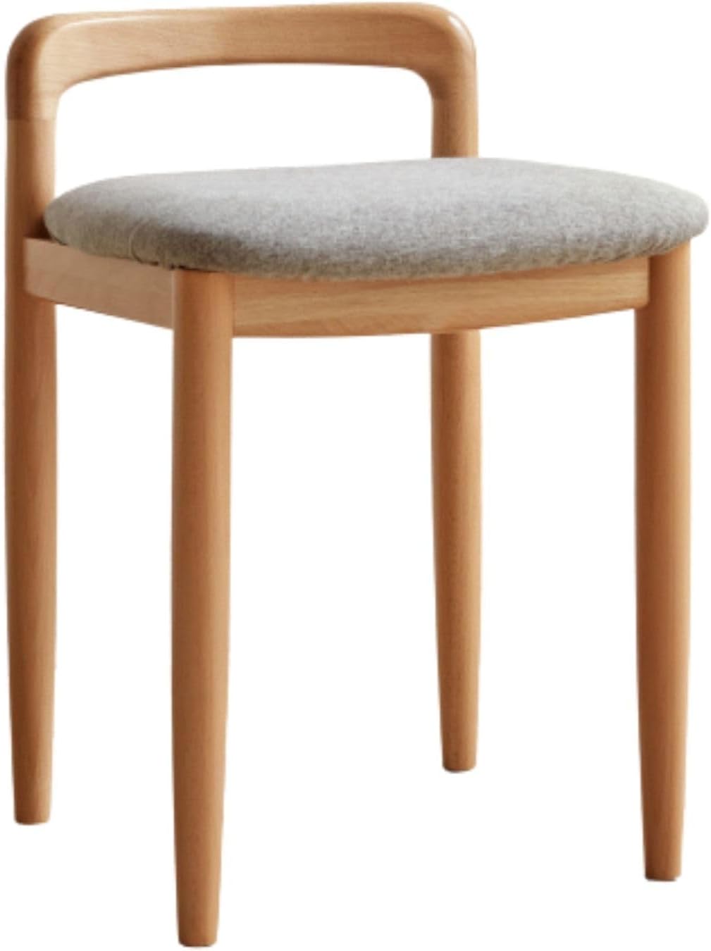 Vanity Stool-Natural Beech Wood Vanity Chair, Wooden Chair for Vanity with Upholstered Cushions for Living Room, Bedroom