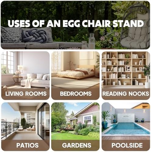 Chihee Hanging Egg Chair Stand,Strong Iron Hammock Chairs Frame with Spring Hook Stable Base,Heavy Duty Swing Chair Stands 330 lbs,C Stand for Hanging Seat Indoor Outdoor Bedroom Patio Garden Balcony