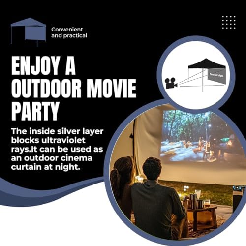 10x10 Pop Up Canopy Tent Sidewalls - Straight Leg Compatible, 300D Waterproof Polyester with 99% UV Protection, 3 Piece Navy Wall Set