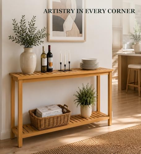 48" Narrow Outdoor Console Table, Sofa Buffet Serving Patio Table