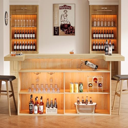 Tribesigns 4-Tier Bar Table, 70.9-Inch Large Home Bar Unit, Oak