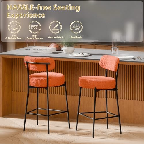 DYHOME Bar Stools Set of 2,24 Inch Boucle Counter Stools for Kitchen Island