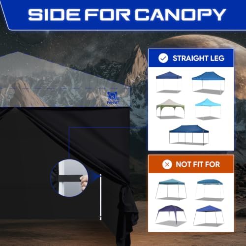 FANPAT 10x10 Canopy Sidewalls & Door for Canopy, Black(4PCS Sidewalls Only)