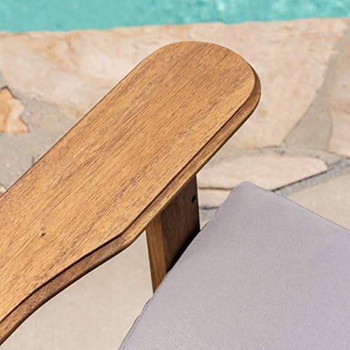 Christopher Knight Home Amenda Outdoor Acacia Wood Folding Adirondack Chairs with Cushions (Set of 4), Natural and Gray