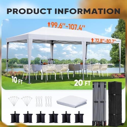 Quictent 10x20FT Pop Up Canopy Tent Without Sidewalls