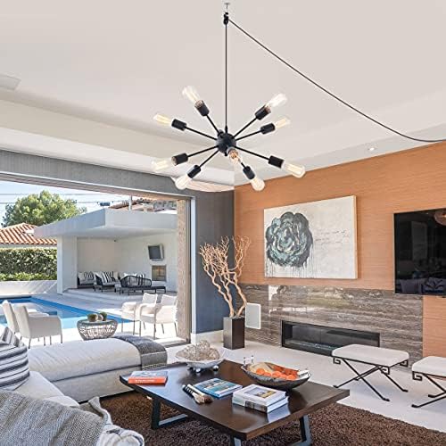 plug in sputnik chandelier 10-lights pendant light with showing dimensions