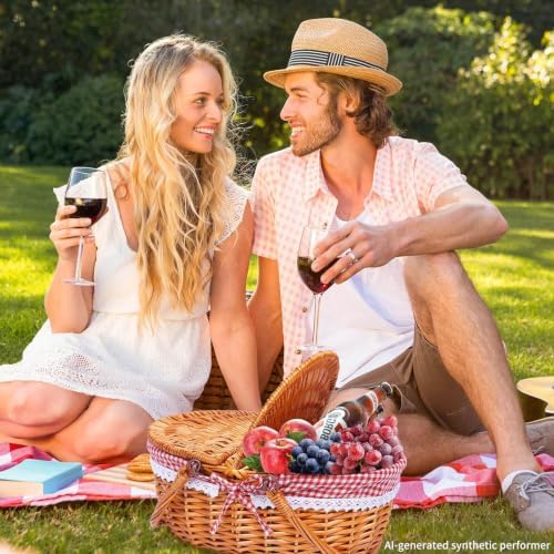 Wicker Picnic Basket with Handle, 15" Large Picnic Basket