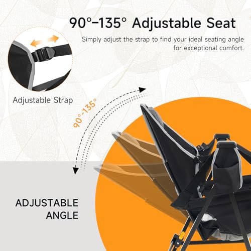 Hammock Camping Chair with Adjustable Backrest, Headrest and Cup Holder