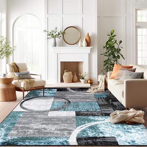Rugshop Circle Design Contemporary Fade-Resistant Area Rug Gray 12' x 15'