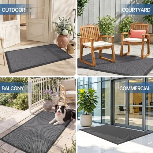 Amyracel Front Door Mat Outside Entrance, Dirt Trapper Mat 72" x 36", Gray