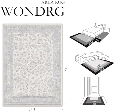 8x10 Blue Area Rug Washable Neutral Carpet