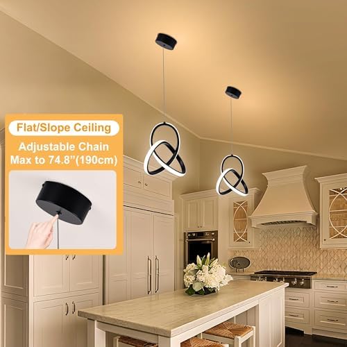 MAYNA Modern Spiral Led Chandelier,Modern Pendant Light 3 Pack (Black)