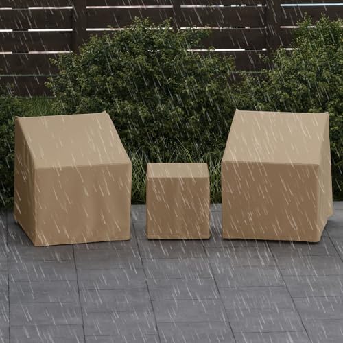 Tangkula Patio Furniture Covers 3 Piece Set for 2 Chairs & Side Table
