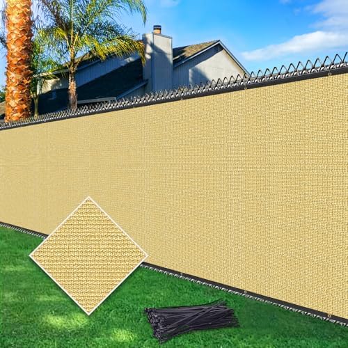4ftx50ft Fence Privacy Screen Heavy Duty 170 GSM Windscreen & Dustproof Fabric Privacy Screen Covering Mesh Fencing for Outdoor Patio, Balcony, Pool Deck, Sand