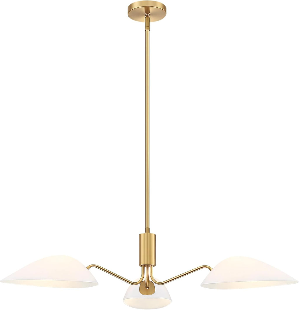 MEXO Modern Glass Chandeliers, Sputnik Chandelier Gold Pendant Lighting Fixture Glass Shade Ceiling Light for Dining Room Kitchen Island
