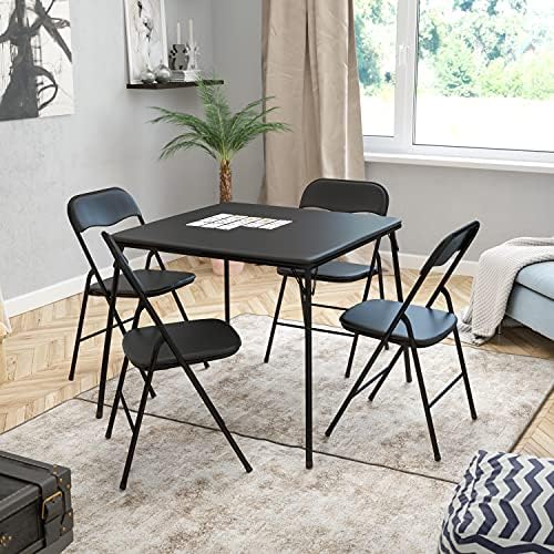 Flash Furniture Madison 5-Piece Folding Card Table and Chair Set, Black