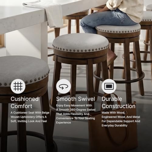 Signature Design by Ashley Valebeck Swivel Counter Height Bar Stool, 24 in