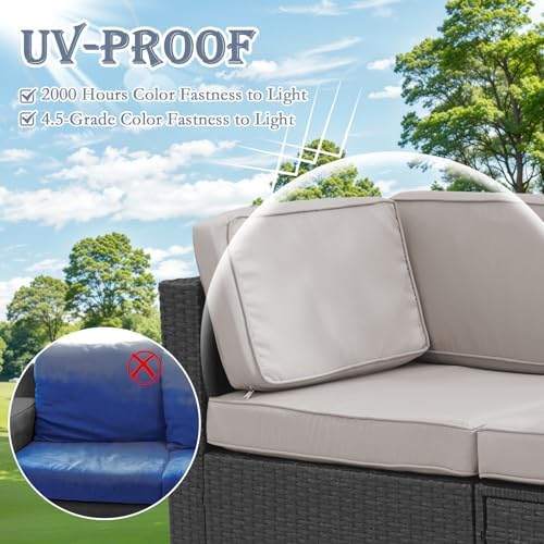 11 Piece Patio Cushion Covers Replacement Water&Fade Resistant Outdoor Sofa Slipcovers for Sectional Wicker Rattan Furniture，Deck&Porch Cushion Protector (Light Gray, 24.8x24.8x3.54 Inches)