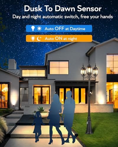 VIANIS 3-Head Dusk to Dawn Outdoor Lamp Post Light with Outlet, Anti-Rust