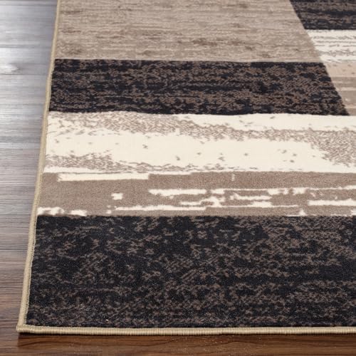SUPERIOR Rockwood Modern Geometric Indoor Area Rug, 12'x18', A Chocolate