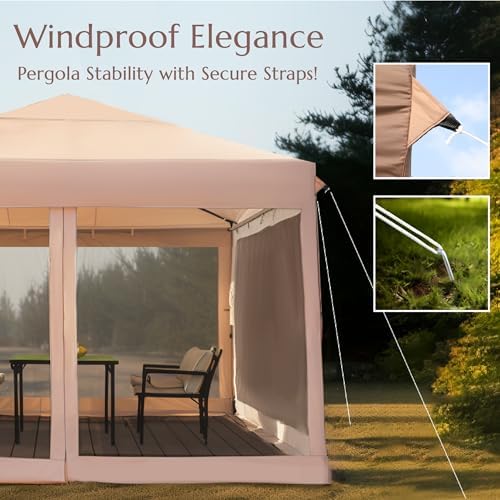 PHI VILLA 10x10 Pop Up Canopy Tent with Netting, Easy Tents Instant Shade