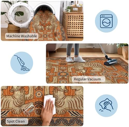 GarveeHome Tiger Print 2.5'x8' Washable Non Slip Runner Boho Hallway Rugs