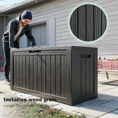 EasyUp 150 Gal Deck Box Waterproof Outdoor Storage Box Black