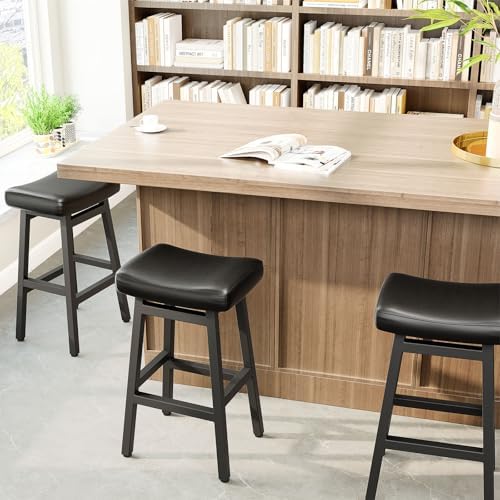 Raynesys 29 Inche Bonded Leather Counter Height Bar Stools Set of 2 Curved