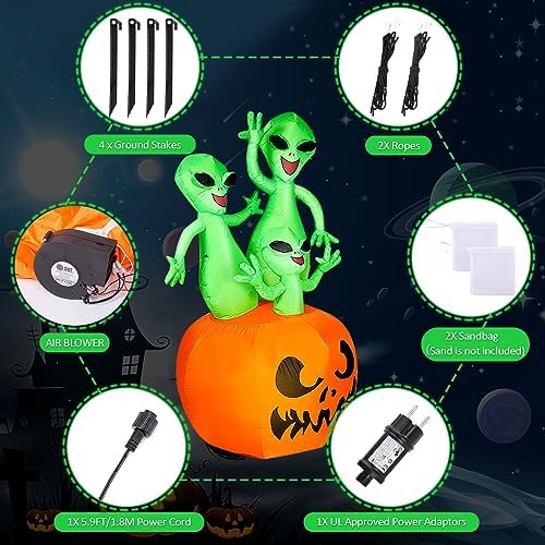 CAMULAND 6FT Halloween Inflatable Pumpkin Alien Decorations Outdoor