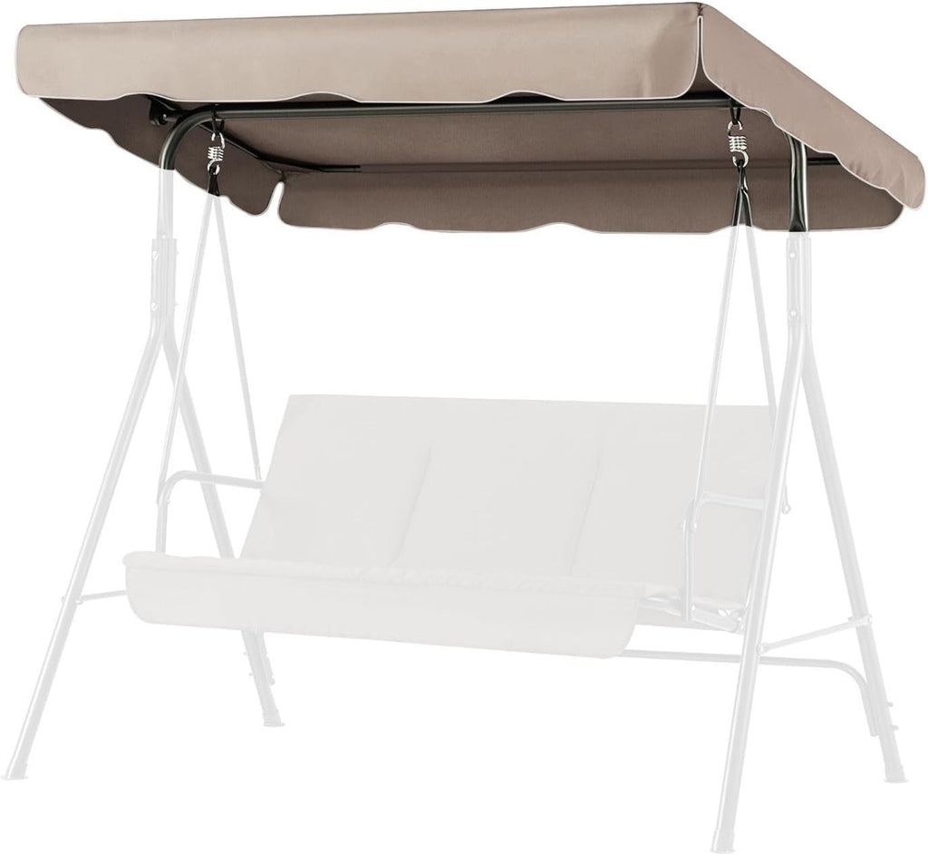 Flexzion Patio Swing Canopy Replacement Top, 66 x 45 Inch, Beige, 2-3 Seat