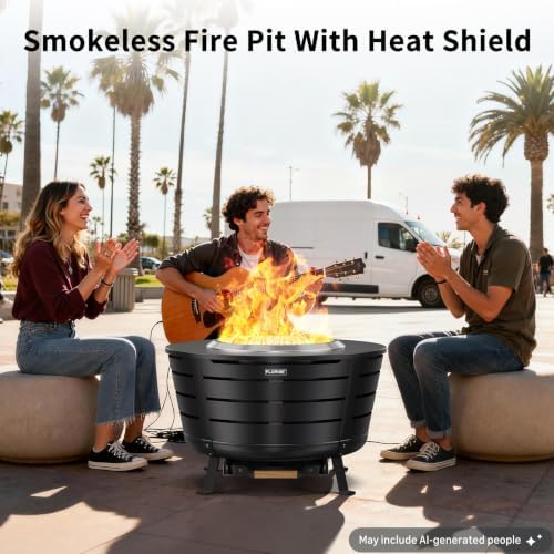26.5 Inch Smokeless Fire Pit, Outdoor Large Wood Burning Bonfire Fireplace