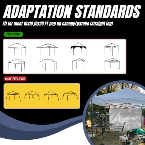 10x10 Pop Up Canopy Tent Sidewalls - Straight Leg Compatible, 300D Waterproof Polyester with 99% UV Protection, 3 Piece Black Wall Set