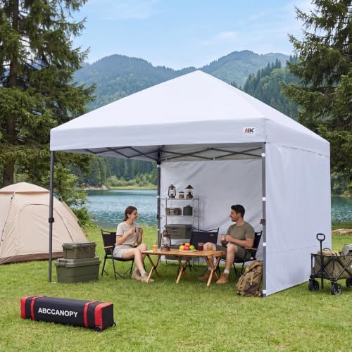 ABCCANOPY 8x8 Pop Up Canopy Tent, 2 Sidewalls, All-Weather Shade, White