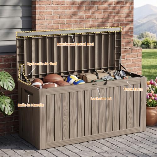 EasyUp 150 Gal Deck Box Waterproof Outdoor Storage Box Gray