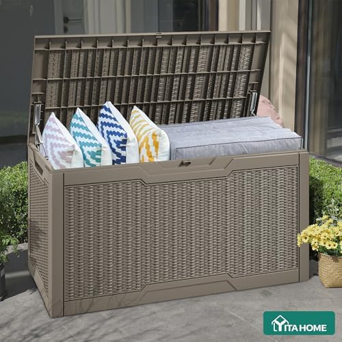 YITAHOME 100 Gallon Large Resin Deck Box Outdoor Storage Boxes for Patio